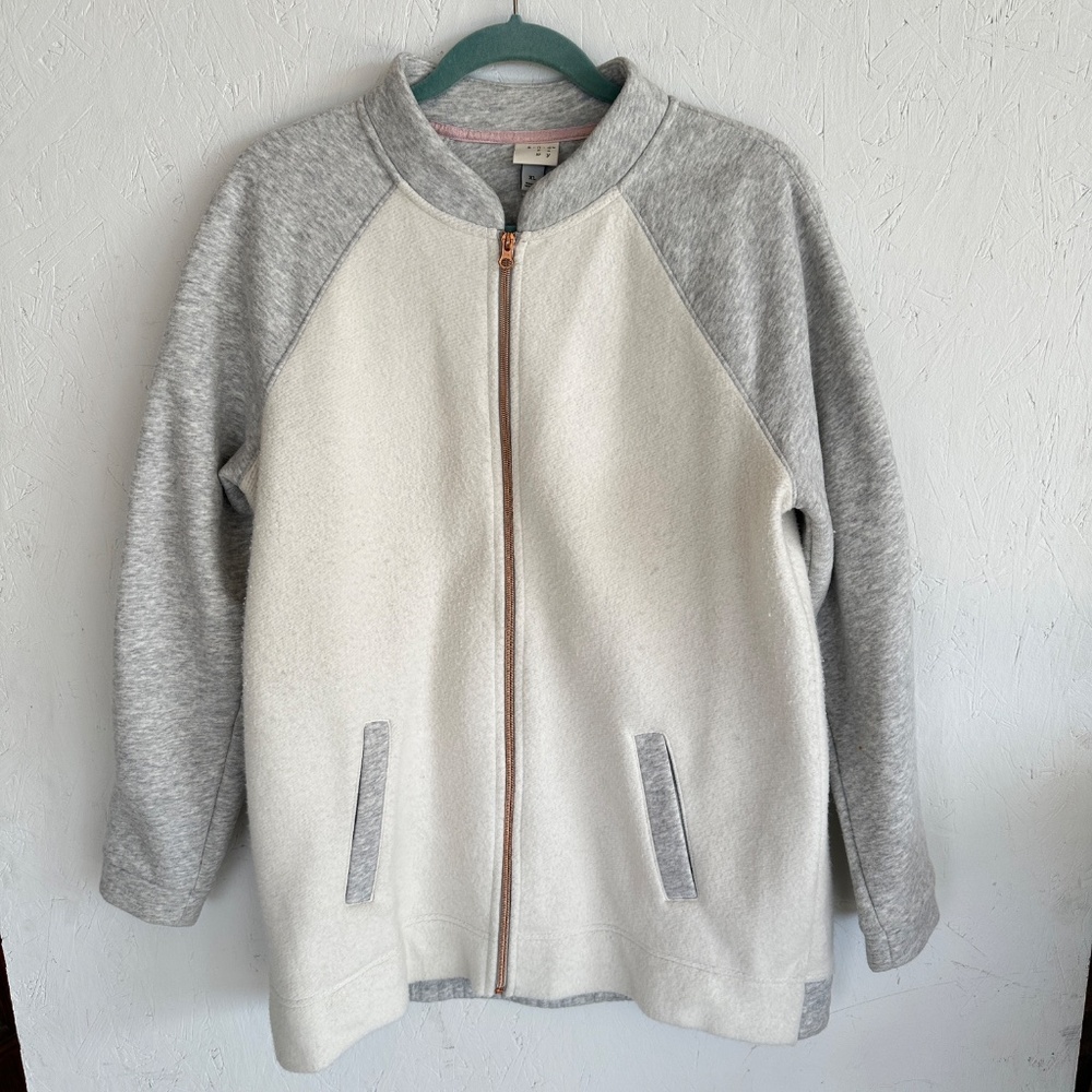 a new day women's fleecee track jacket grey beige size XL